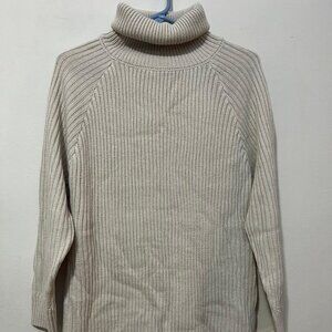 Beige Long Sleeve Turtleneck Sweater